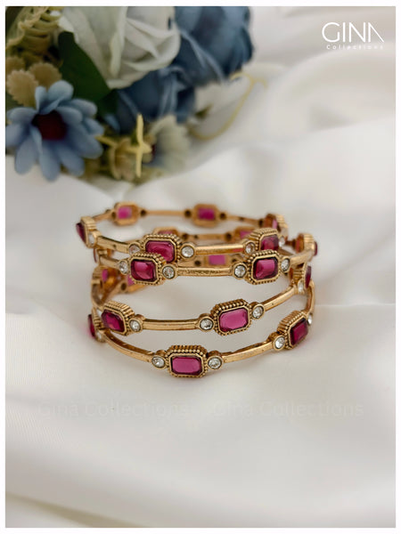 Square Spacial Ruby AD Stone Bangles Alternative View
