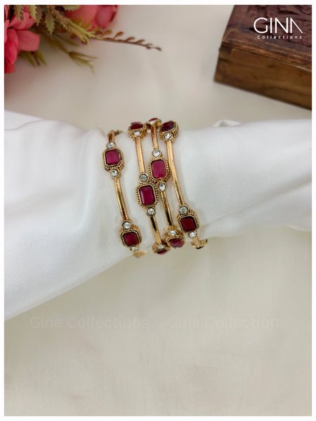 Square Spacial Ruby AD Stone Bangles