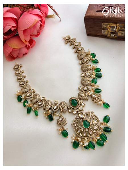 Victorian AD Emerald Party Wear Necklace Set Alternative View