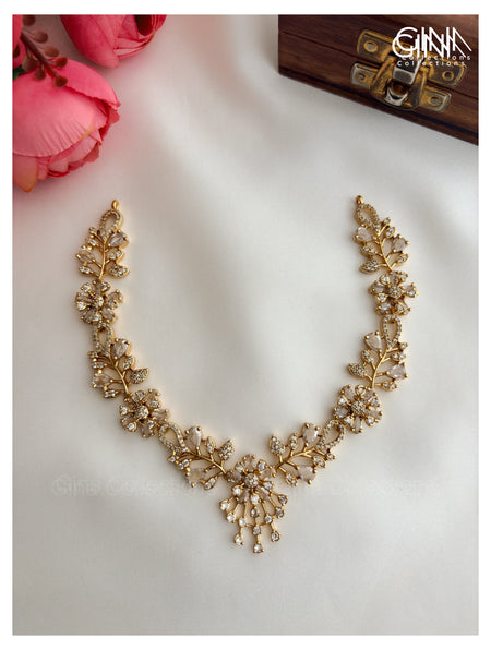 White AD Stone Garland Necklace with Earrings Alternative View