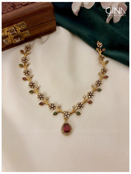 Floral Ruby Elegant Necklace - Ruby Alternative View