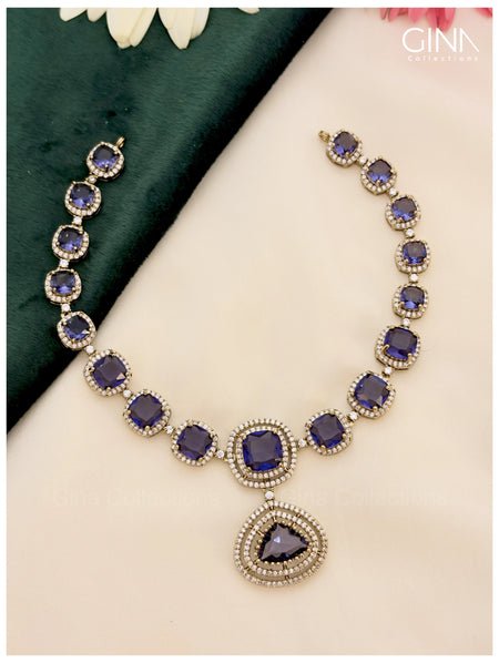 Premium Victorian Purple Necklace Set Alternative View