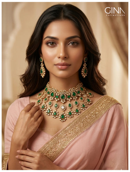 Premiuim Polki Green Heavy Choker Alternative View