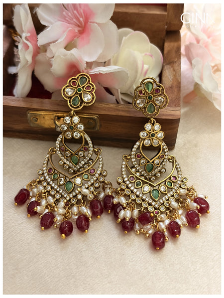 Ruby with Pearls Chandbali