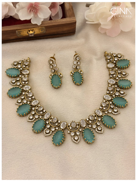 Sparkling Premium Sea Green Necklace