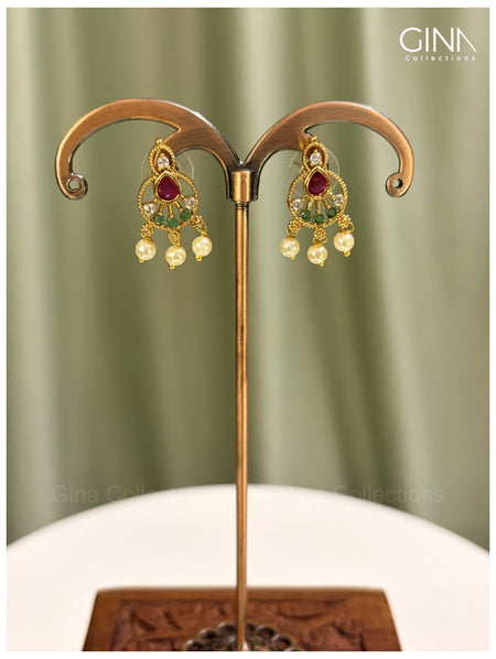 Golden Ruby Tear Drop with Pearls Alternative View