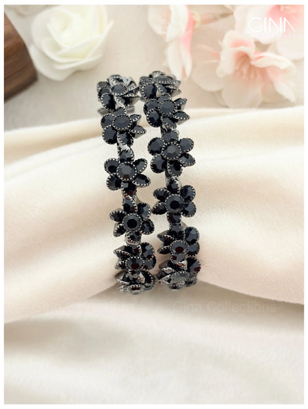 Premium Floral Bangles - Black Alternative View