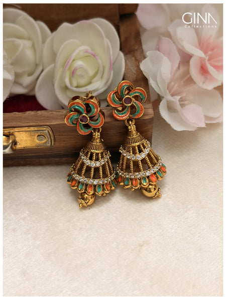 Meenakari Bell Jhumkas