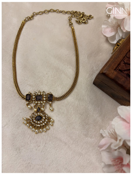 Purple Attigai with Pearl Drops - Purple Alternative View