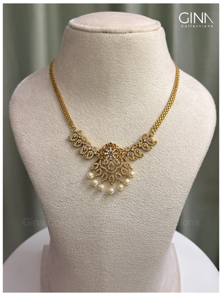 Glittering Golden Floral with pearl Beads