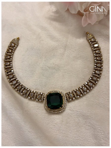 Square-Emerald-Pendant-Choker-cum-Necklace Alternative View