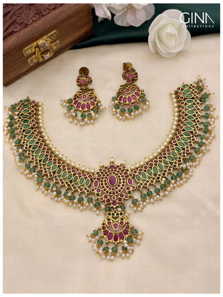 Kemp Stones Necklace with Pearl Drops