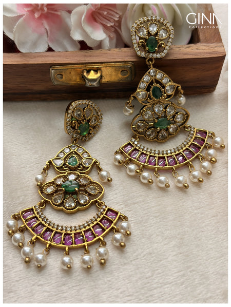 Kemp with Pearl Drops Chandbali