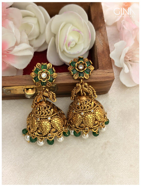 Emerald Floral Nakshmi Jhumkas