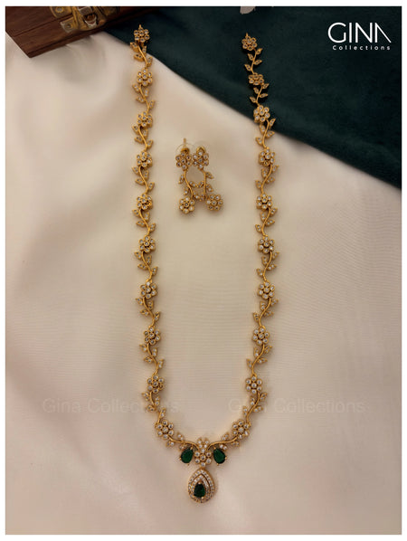 Premium FloralGreen Crystal Diamond Look Haram Alternative View