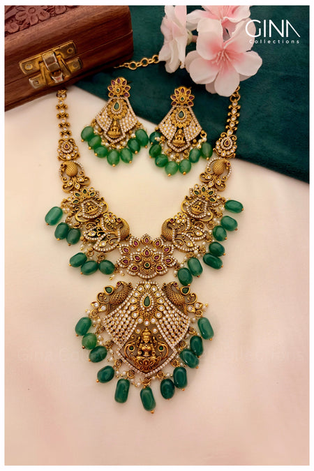 Traditional Lakshmi Antique Matte Gold Plated Necklace
