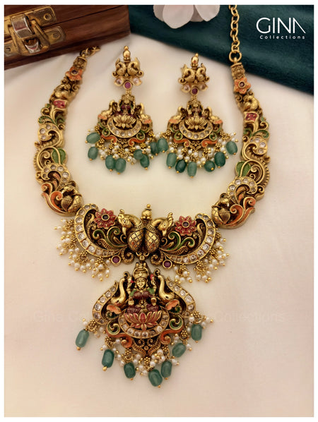 Multicolor Shringarika Temple Jewellery with Emerald Drops