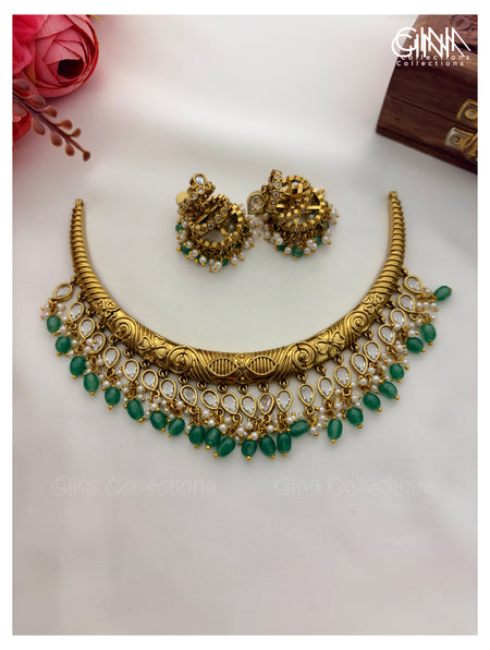 Elegant Antique Hasli Necklace Set with Spiral Earrings