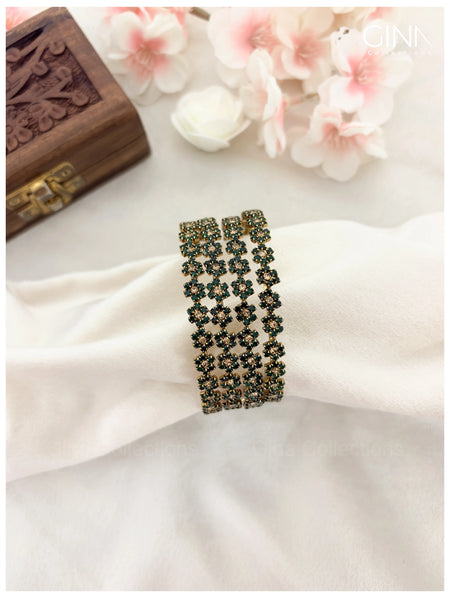 Mini Emerald Floral set of 4 Bangles