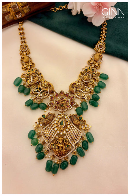 Traditional Lakshmi Antique Matte Gold Plated Necklace Alternative View