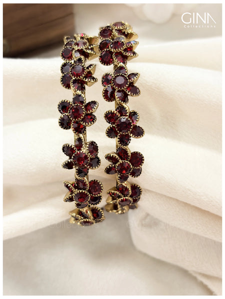 Premium Floral Bangles - Ruby Alternative View