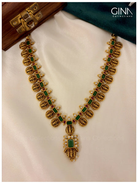 Kasulaperu Temple Style Gold Coin Necklace Set with Earrings for Women Alternative View