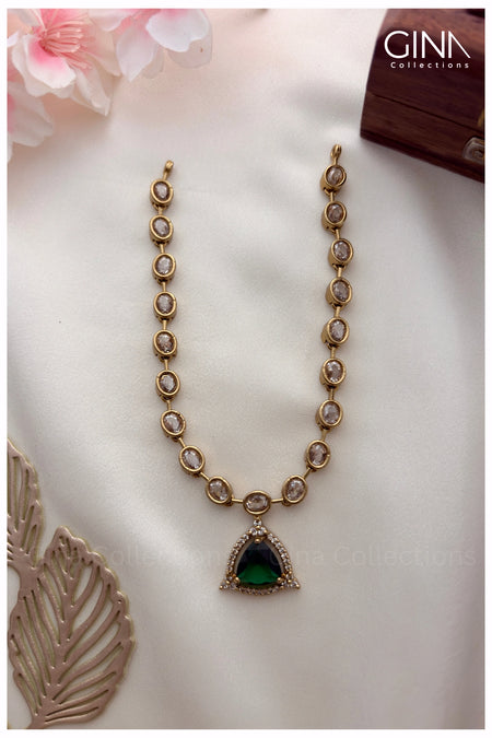 Simple & Elegant Triangular AD Pendant Sea Green Necklace Alternative View