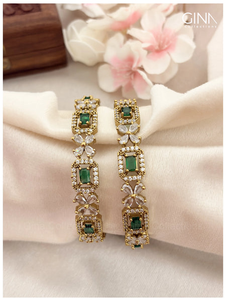 Square Victorian AD Emerald Bangles