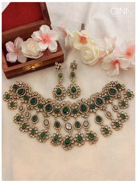 Premiuim Polki Green Heavy Choker