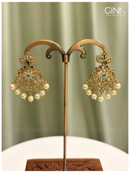Glittering Golden Floral with pearl Beads Alternative View