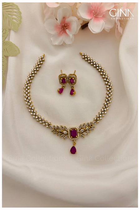 Sleek Ruby Stone Necklace
