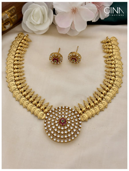 Lakshmi Coin with Grand White Pendant