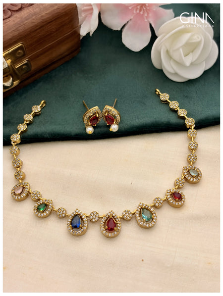 Multicolor Thilak AD Stone Necklace