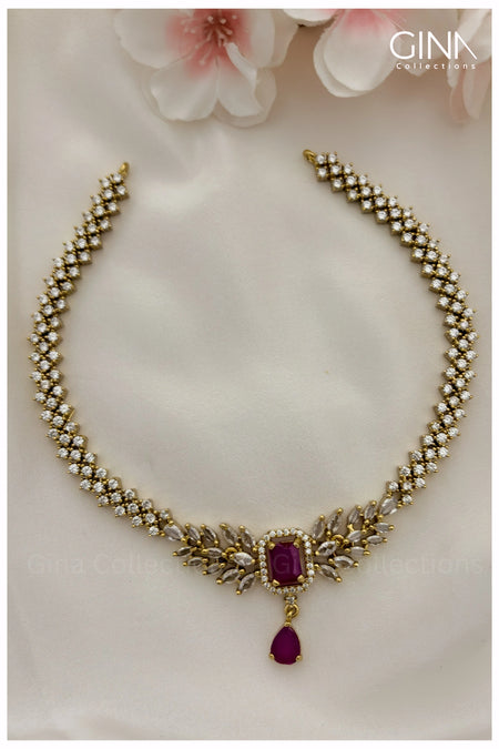 Sleek Ruby Stone Necklace Alternative View