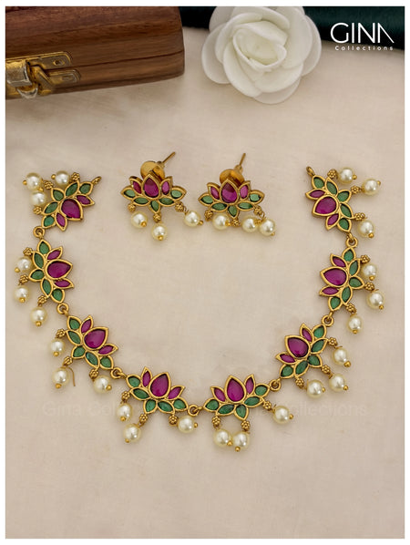 Lotus with Pearl Drops Choker