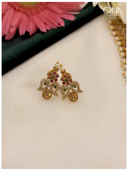 Premium South Indian Temple Long Haram Necklace Set with Earrings Alternative View