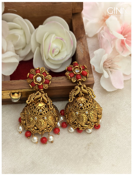 Pavazham Floral Nakshi Jhumkas