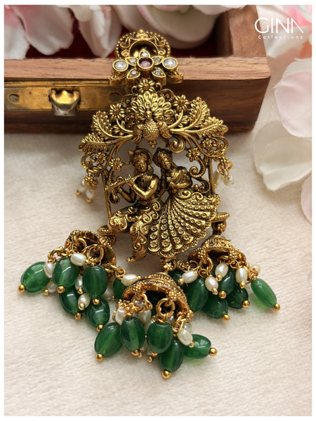 Radhe Krishna with Emerald Beads Hangings Alternative View