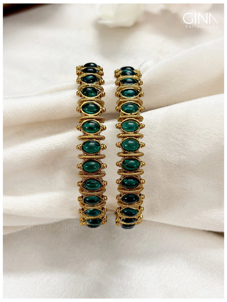 Antique Gold Bangles - Emerald Alternative View