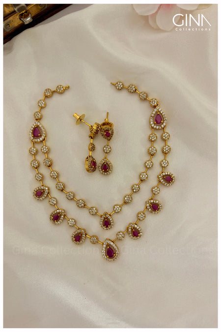Elegant Two Layered Ruby Necklace