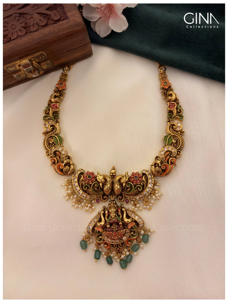 Multicolor Shringarika Temple Jewellery with Emerald Drops Alternative View