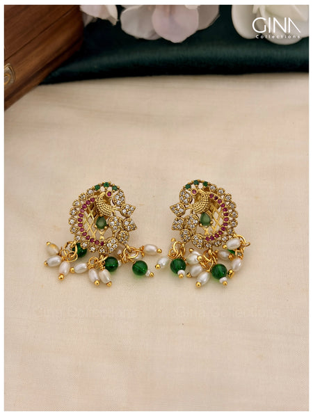 Mayuri Kanti with Pearl and Green Bead Drops Alternative View