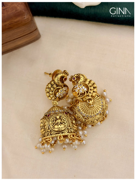 Coral Stone Lakshmi Necklace with Earrings