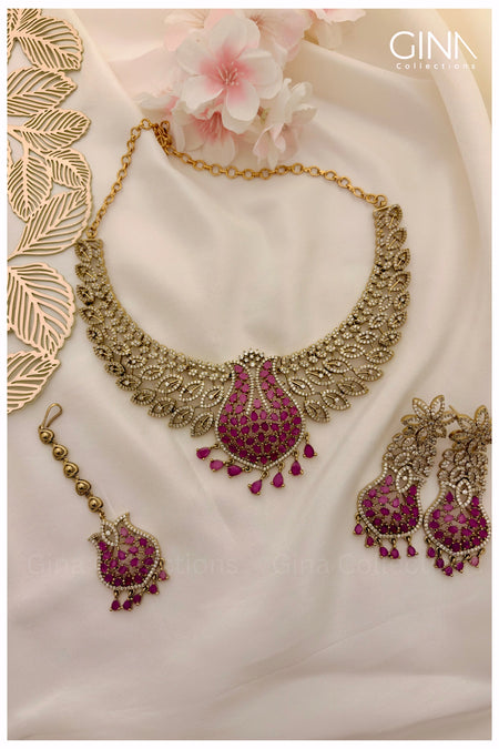 Premium Pink AD Stones with Tear Drop Stones