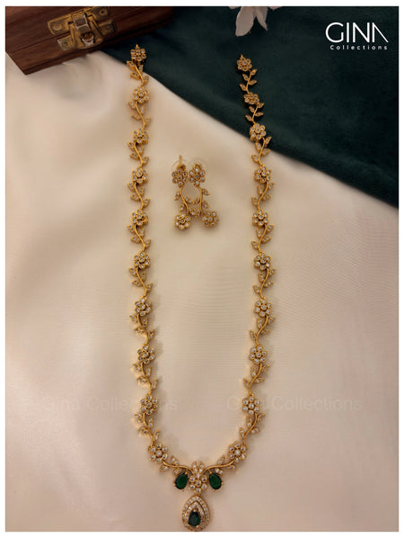 Premium FloralGreen Crystal Diamond Look Haram
