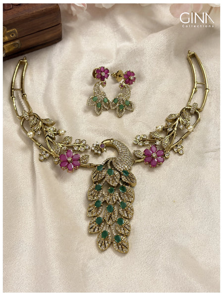 Mayuri Floral Kanti with Earrings